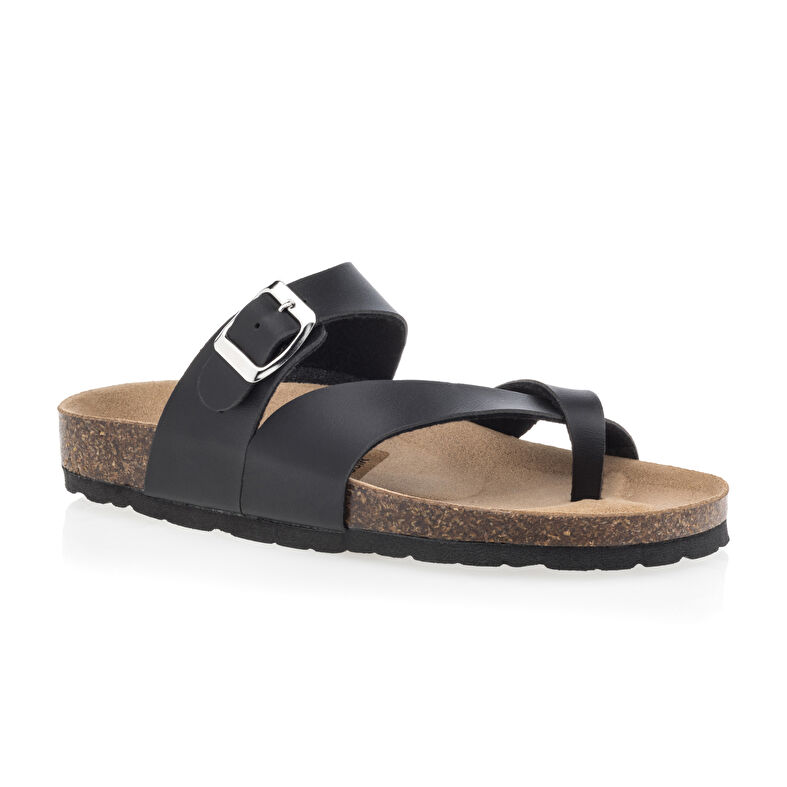 Svarte sandaler / sko med åpen tå til dame