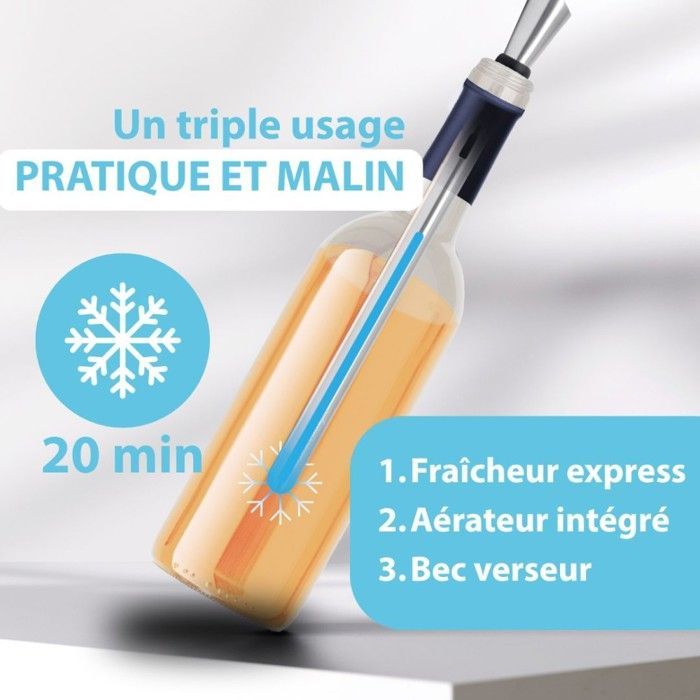 Durandal Magic Chiller® | Adega climatizada expressa em aço inoxidável com bico para servir e aerador, resfria seus vinhos sem diluí-los.