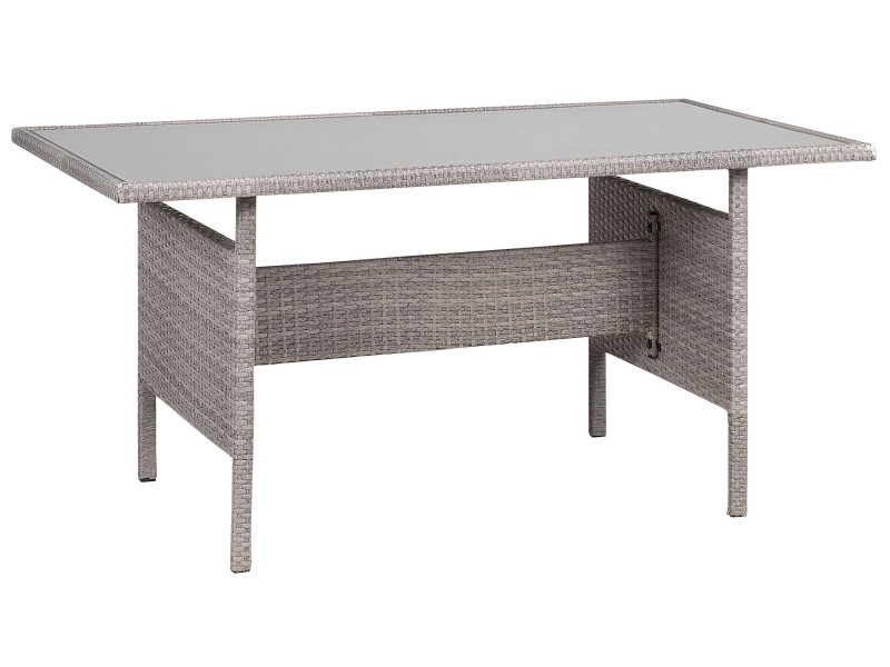 Stół ogrodowy rattan szkło 145x80 szary