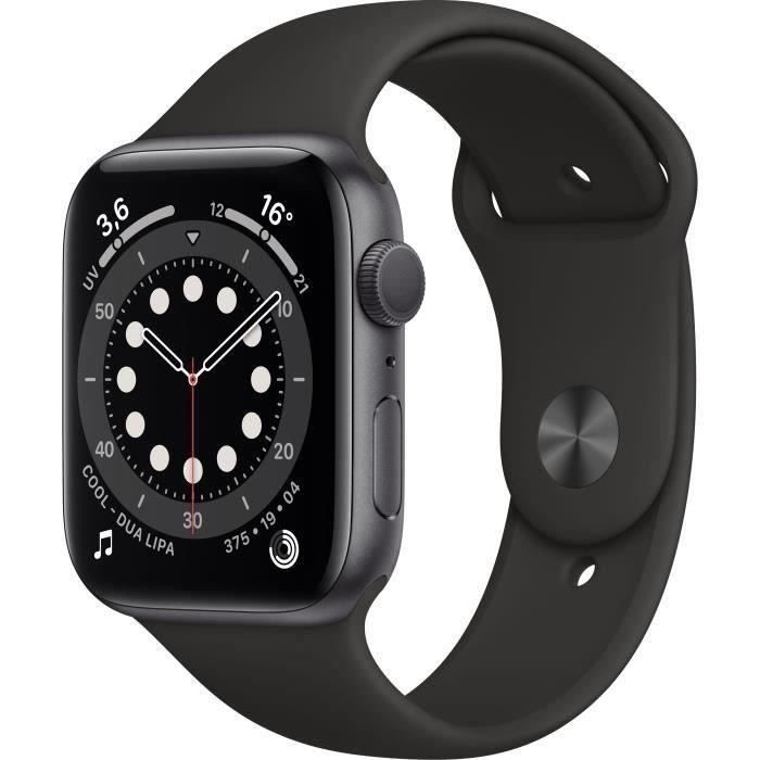 Apple Watch Series 6 GPS - 44 mm Space Gray aluminium kast - zwarte band (2020) - Gereviseerd - Uitstekende staat