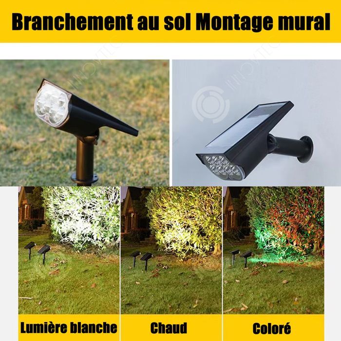 INN Spot solaire lumière colorée 7LED spot solaire extérieur imperméable projecteur extérieur exterieur solaire lampes solaires
