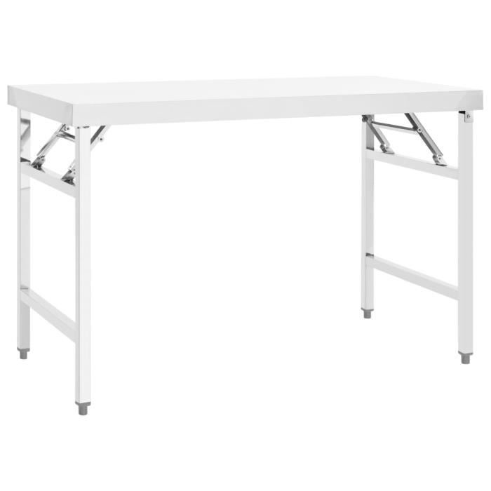 Table de travail pliable de cuisine 120x60x80 cm Inox