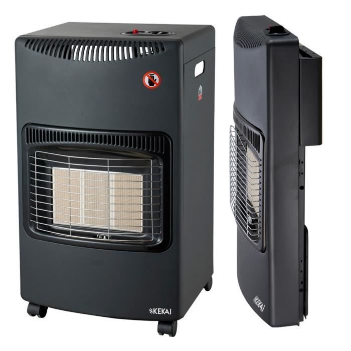 Cocina de gas catalítica de butano Kekai New Slim, plegable, 42x26x73cm | Potencia 1500W/4200W | Certificado energético A | 4 ruedas