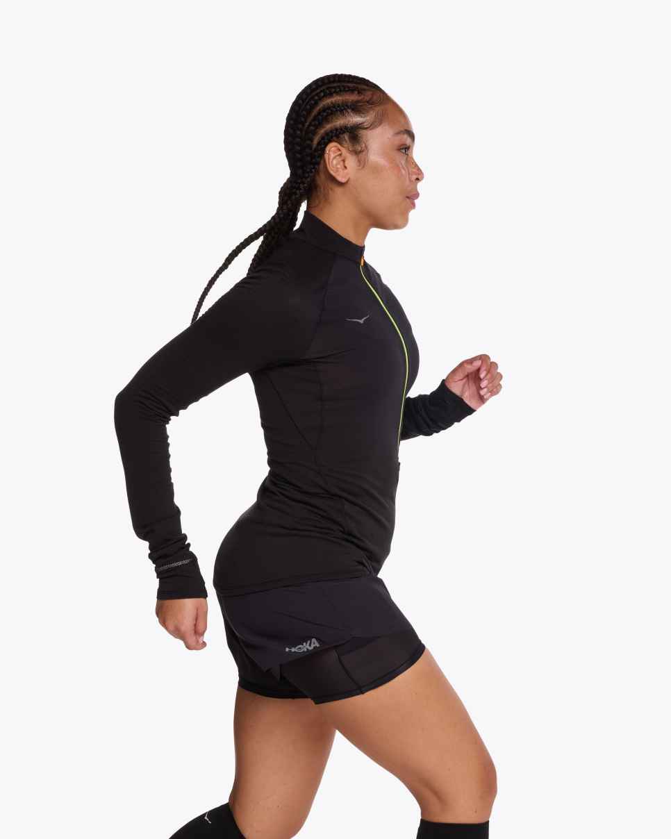 HOKA BaseZip Långärmad Svart