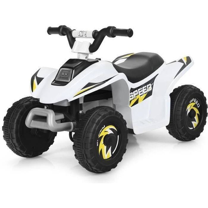 Quad eléctrico COSTWAY para niños, 6 V, 4,5 km/h máx. Cochecito para niños de 3 años en adelante, blanco.