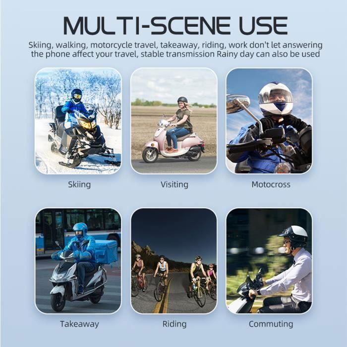 Como alternativa, está el intercomunicador inalámbrico doble para motocicletas PRUMYA, con un alcance de 300 m, asistente de voz, clasificación IPX6 y una duración de batería de 30 horas.