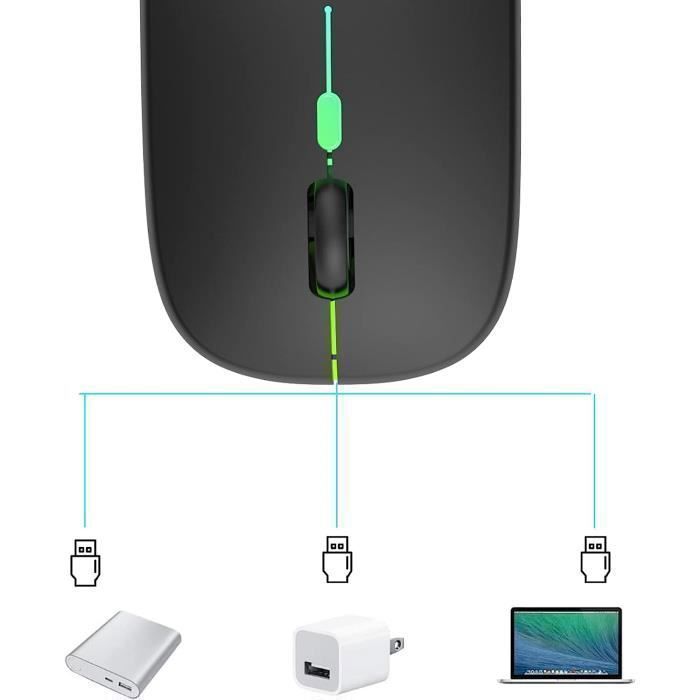Mouse sem fio Bluetooth recarregável e silencioso - Compatível com PCs, tablets e celulares | Mouse sem fio USB