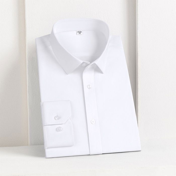 Camisa de hombre - FUNMOON - Color liso - Cuello mandarín - Manga larga - Negra