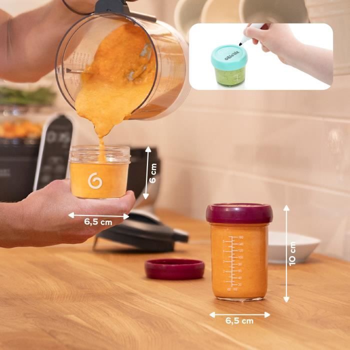 Babymoov Glass Baby Bowls - Multiset - Airtight Storage Containers 4x100ml + 4x220ml
