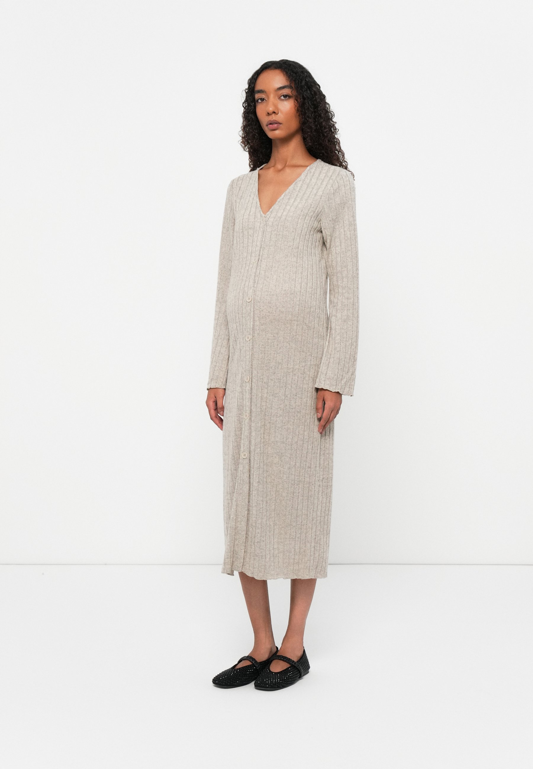 MAMALICIOUS FELIZIA LIA DRESS - Sukienka sweterkowa - melanż brzozowy