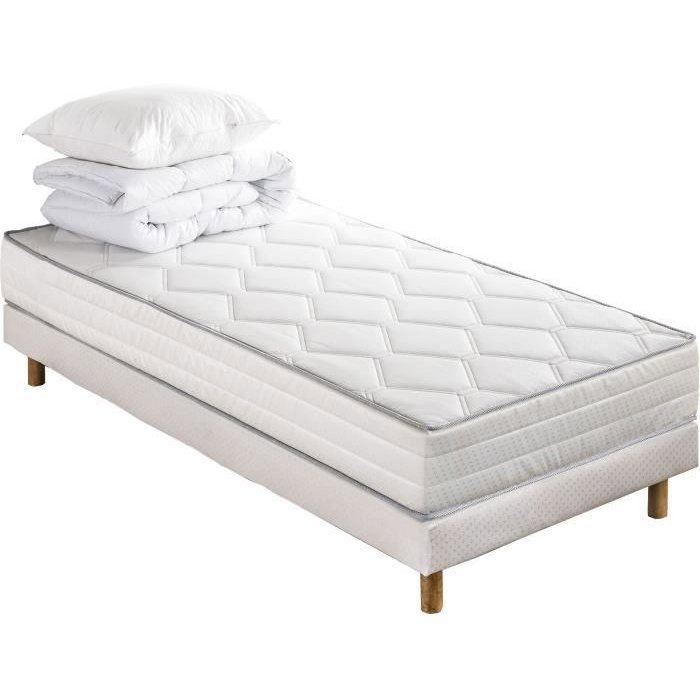 Paquete listo para dormir: Colchón + base de cama de 90 x 190 cm + edredón + almohada - DEKO DREAM Smart