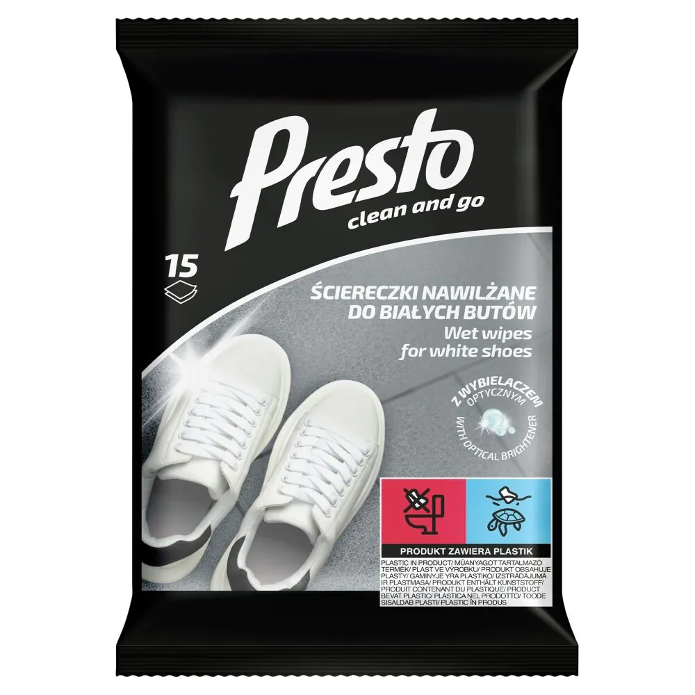Presto Clean Do Białych Butów - Ściereczki gospodarcze do czyszczenia 15 szt. in out F26/2023