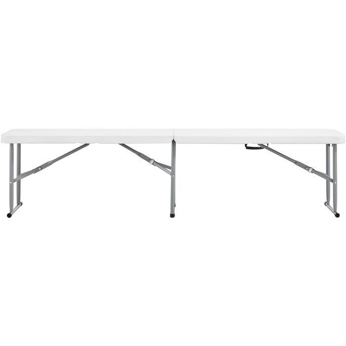 Banco de recepción plegable - TERRANOVA - Blanco - Estructura de acero y asiento de polietileno HDPE - 4 personas - 180 x 28 x 43 cm