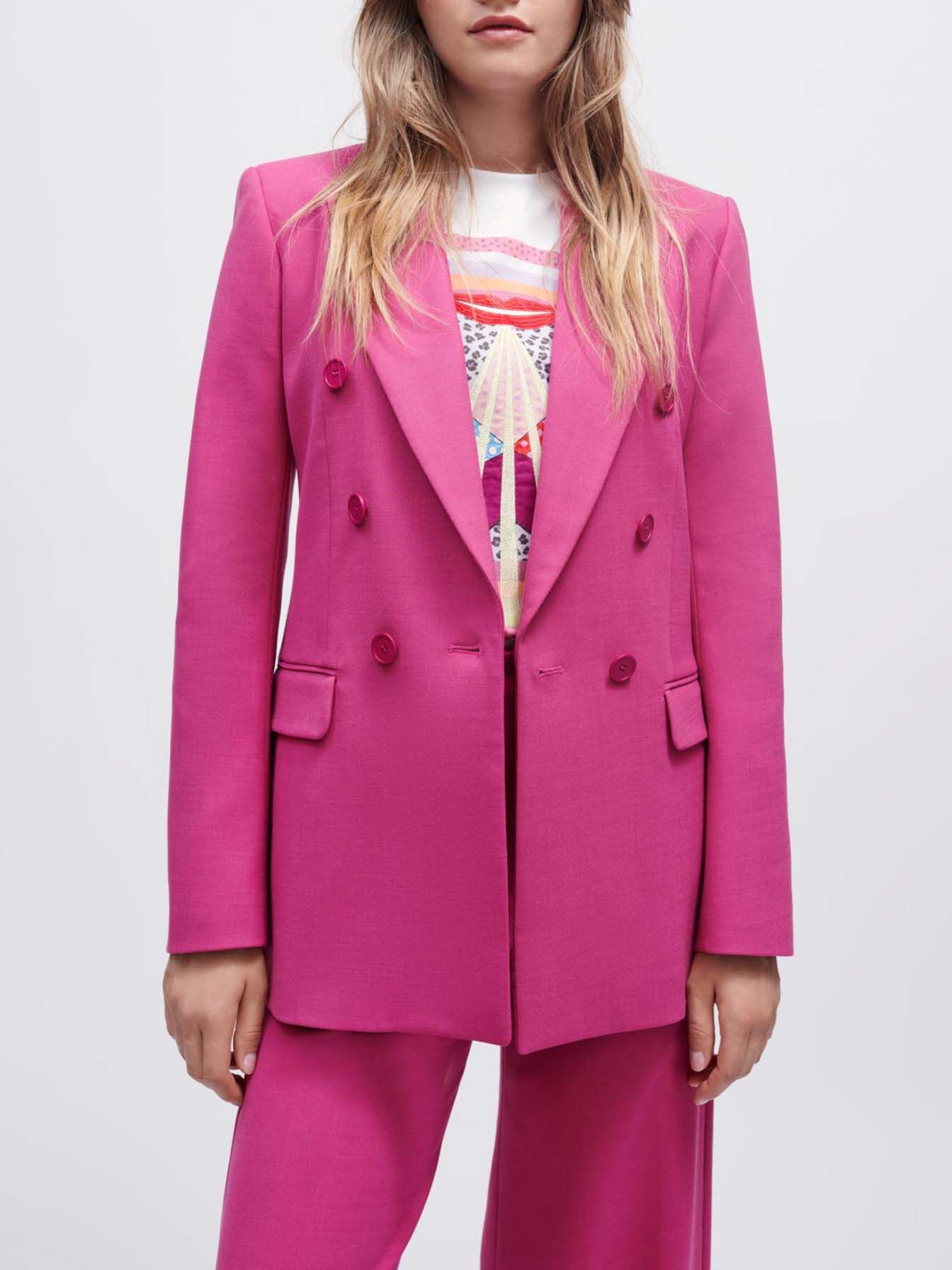 Sacou american elastic cu două rânduri de nasturi - Bois de Rose