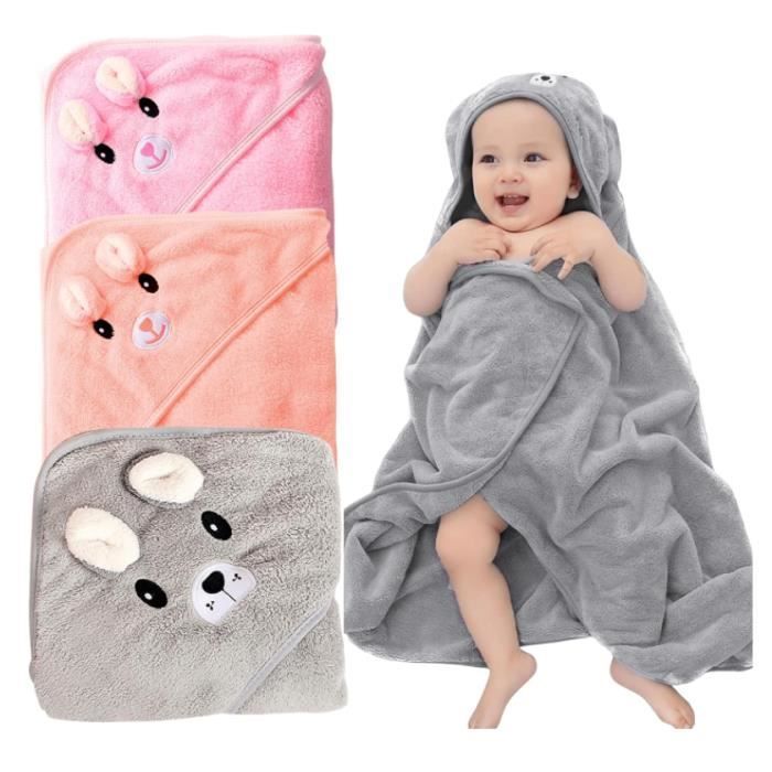 3 Pièces Serviette De Bain Bébé, Cape De Bain Bébé À Capuche, Serviette À Capuche Pour Bébé, Sortie De Bain Bebe Cape De Bain Bébé