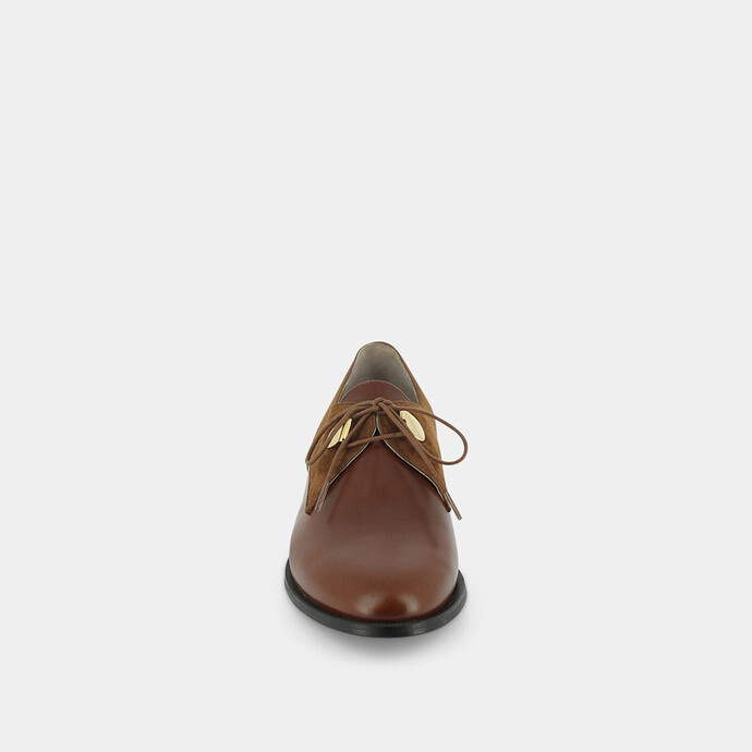 Derbies  en cuir et velours cognac