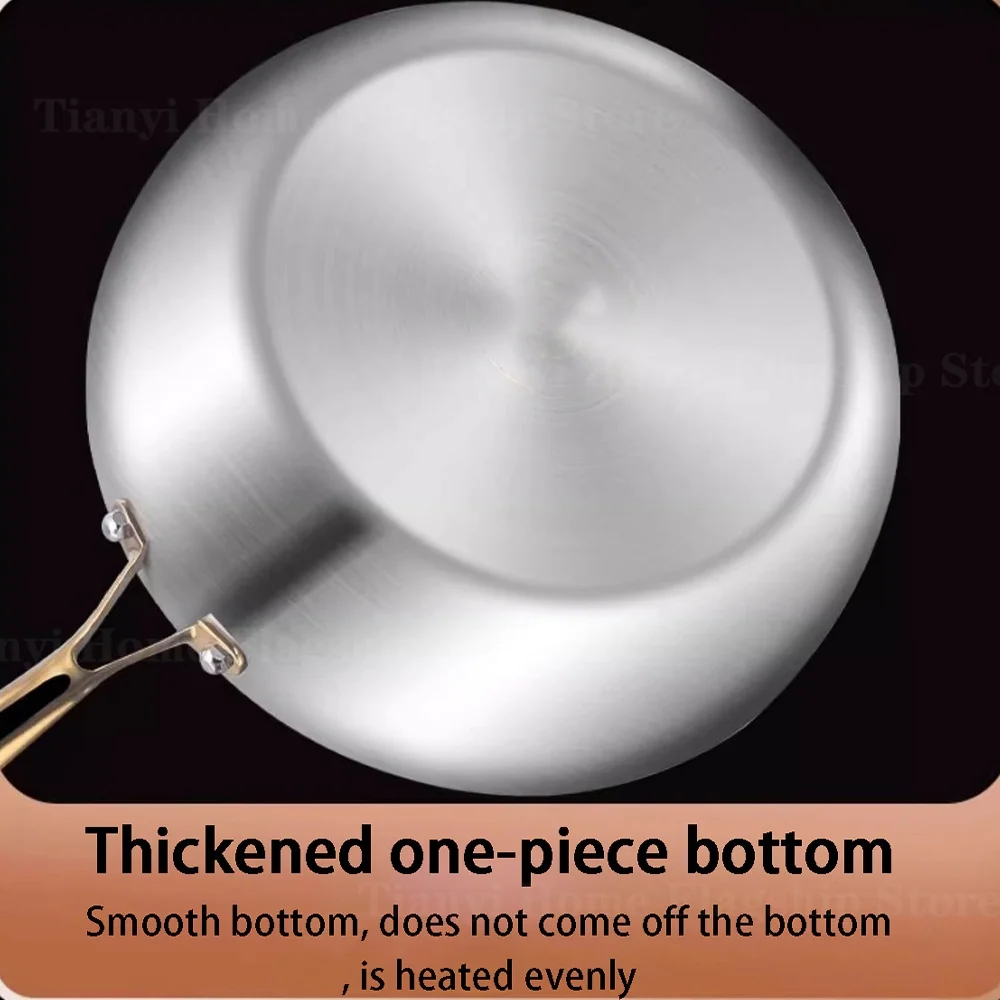 Poêle à frire profonde en acier inoxydable 316, antiadhésive, type wok, compatible avec les plaques à gaz et à induction, pour la cuisine.