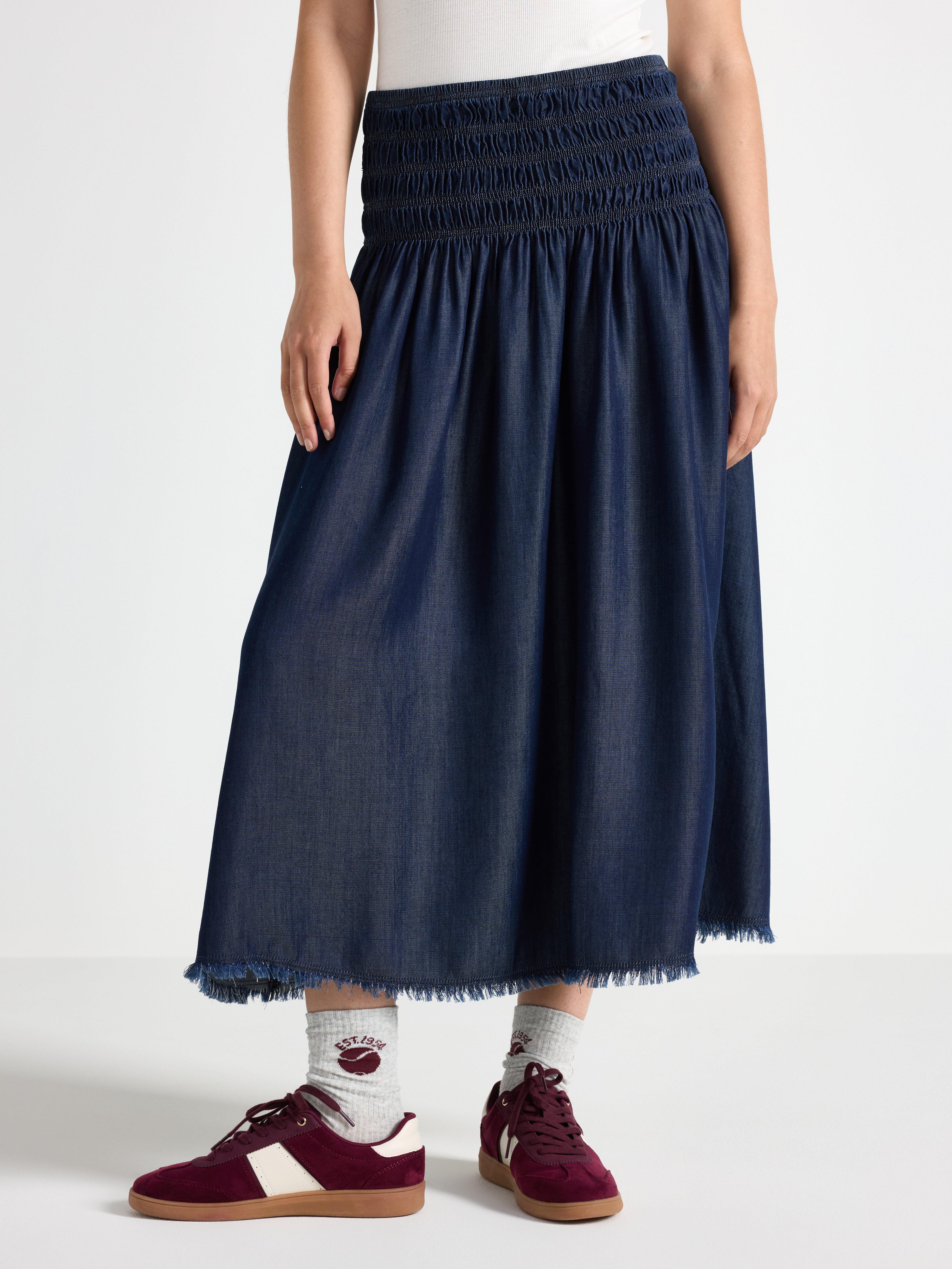Midiskjørt med denim-look Mørk denim