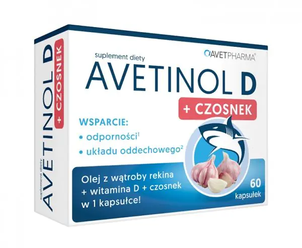 Avet Pharma Avetinol D + Czosnek, Suplement diety na wzmocnienie odporności, Kapsułki