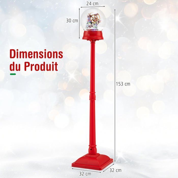 GIANTEX Lampadaire Noël 153 cm avec Lumières LED, Décoration Noel Exterieur Carrousel Rotatif avec 8 Chansons (Grande Roue)