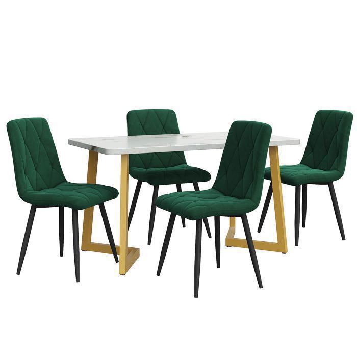 Plaque épaissieEnsemble de salle à manger,(Set,117×68cm table de salle à manger avec 4 chaises), Table de salle à manger rectangul