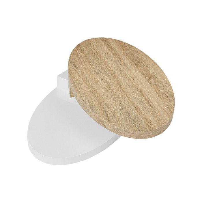 Table basse avec plateau pivotant - MDF - Naturel et blanc - VITALY