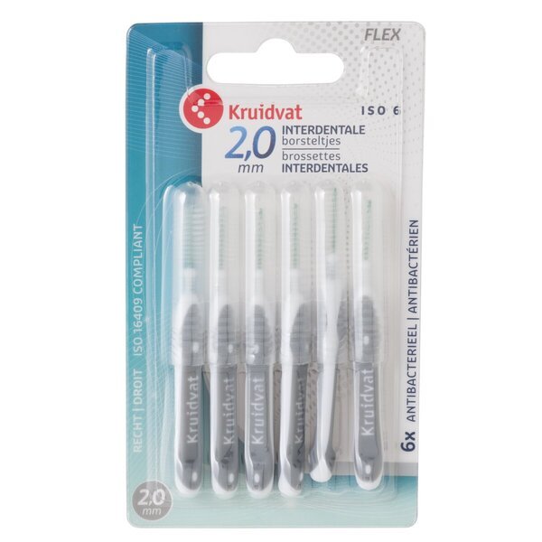 Medzizubné kefky Kruidvat 2,0 mm s rukoväťou<br>6 kusov