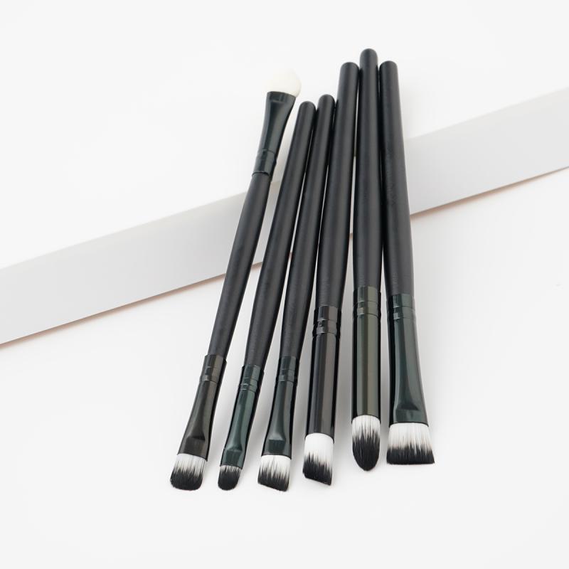 Lot de 6 pinceaux de maquillage pour les yeux, les cils et les lèvres, avec peigne à sourcils double embout.