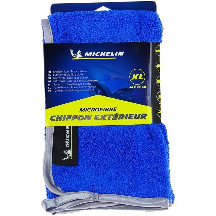 Microfibre extérieur - MICHELIN - Spécial carrosserie - Lustrage parfait - Séchage rapide - Format XL 50x40cm - Bleu
