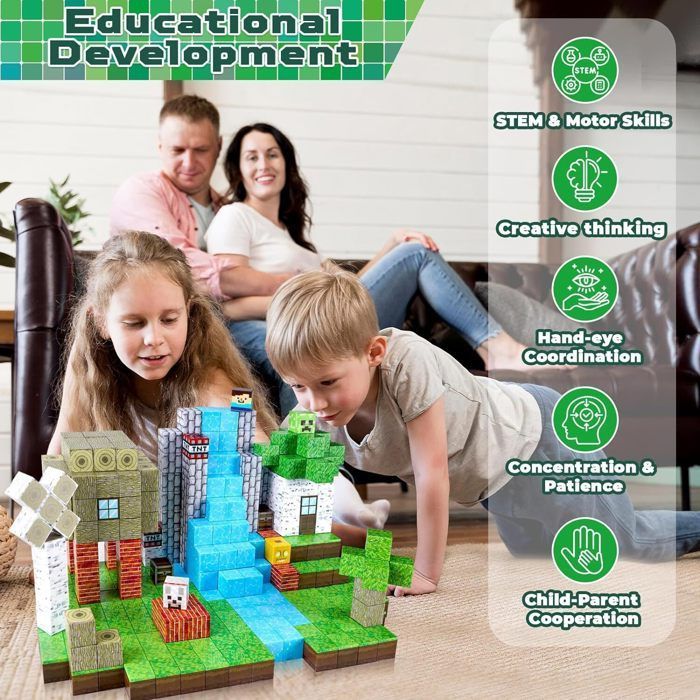 Magnetische bouwblokken - DARMOWADE - 100 stuks - Meerkleurig - Kunststof - Draagbaar, educatief