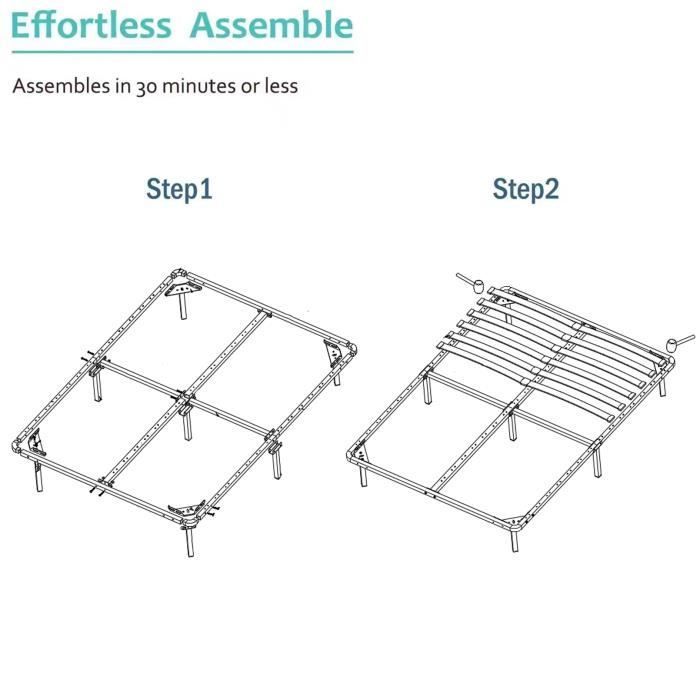Base de cama de 140x190cm - Frixovel - 7 patas - Somier de láminas - 28 láminas - Fácil montaje