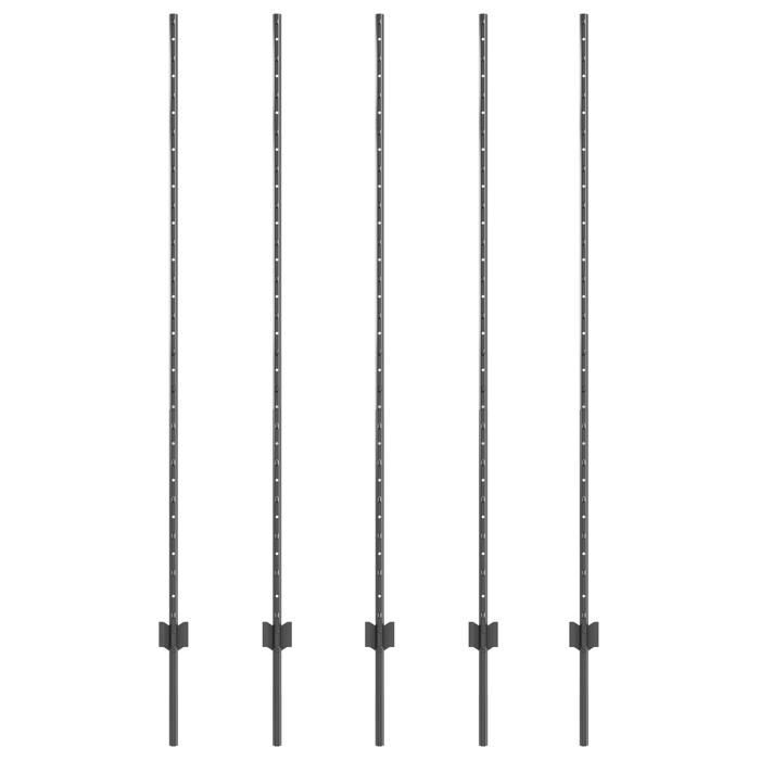 vidaXL 10-piece U-shaped fence posts, grey, 160 cm, steel, 42006288