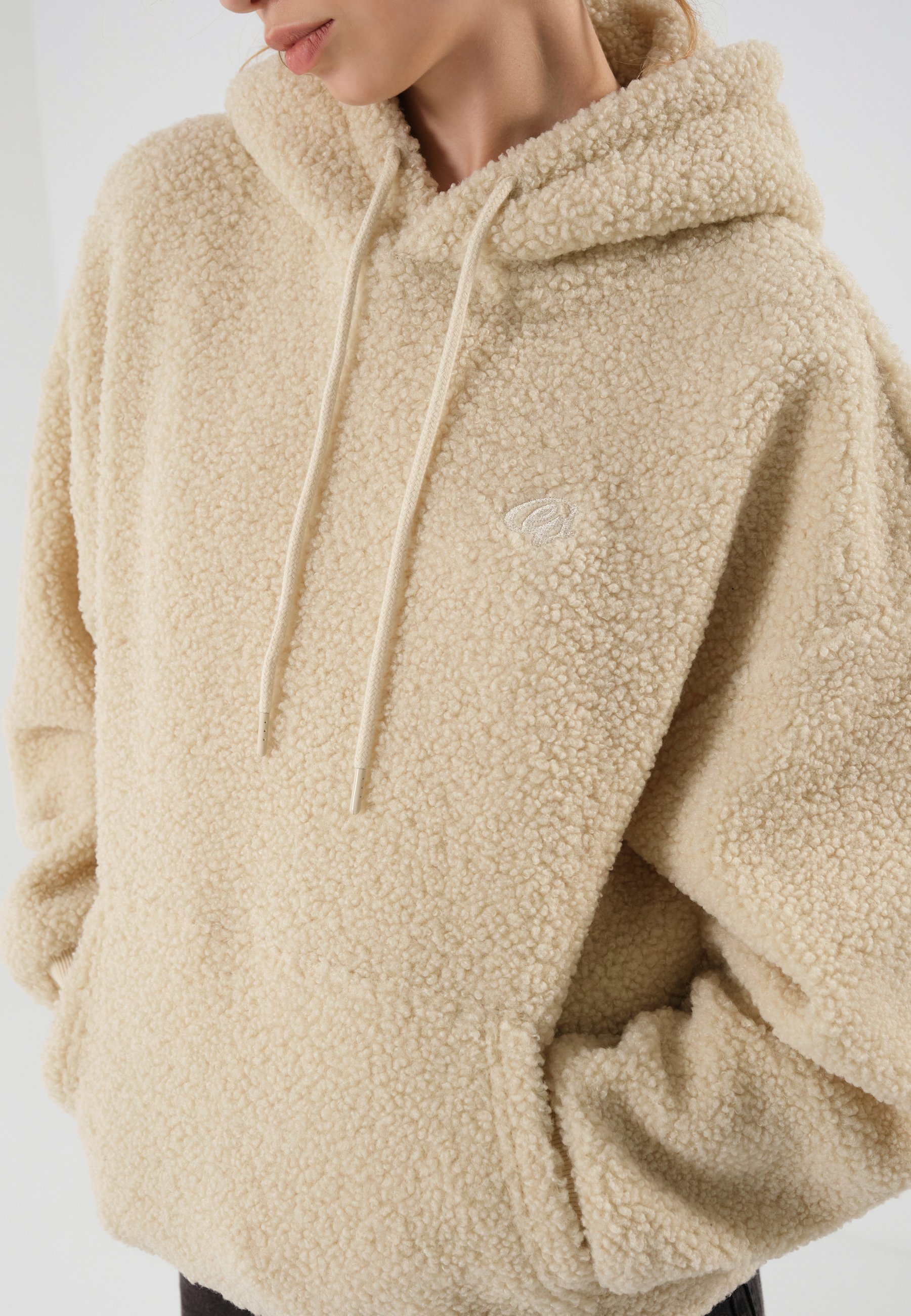 Even&Odd TEDDY HOODIE - Fleece trui - gebroken wit