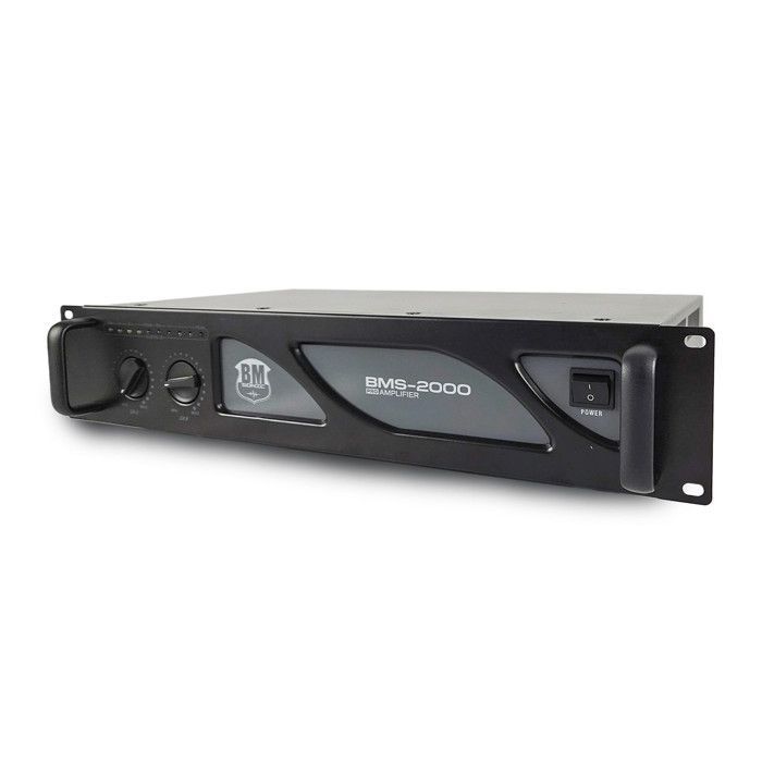 DJ-PA-vahvistin - BM Sonic BMS-2000 - 2 x 1000 W - MOSFET-teknologia jatkuvalla jäähdytyksellä