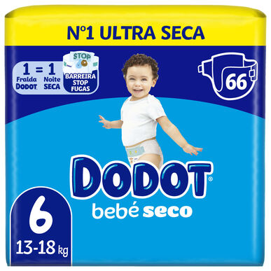 Dodot Baby Dry 13-18 kg Storlek 6 Läckagefria Babyblöjor 66 enheter 66 enheter