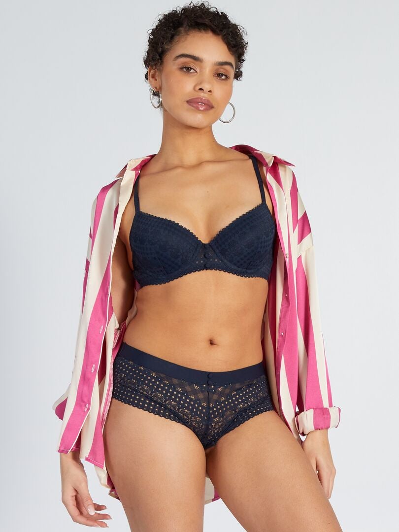 Calças culote de renda - azul