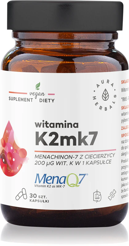 Aura Herbals Vitamine K2mk7 MenaQ7 200 μg voedingssupplement capsules voor een goede werking van het circulatiesysteem