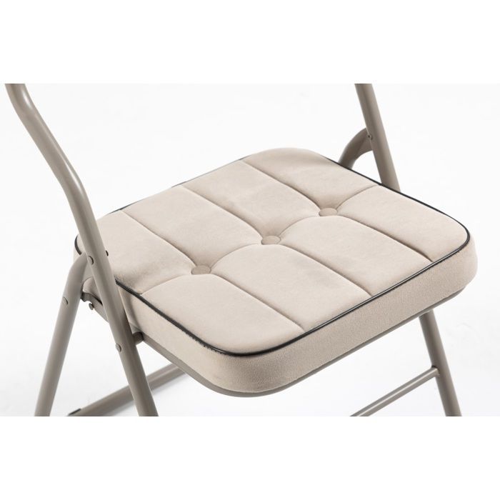 Set van 2 opklapbare stoelen met kaki kussens - Draagbaar voor eetkamer, keuken, kantoor, feest, bruiloft