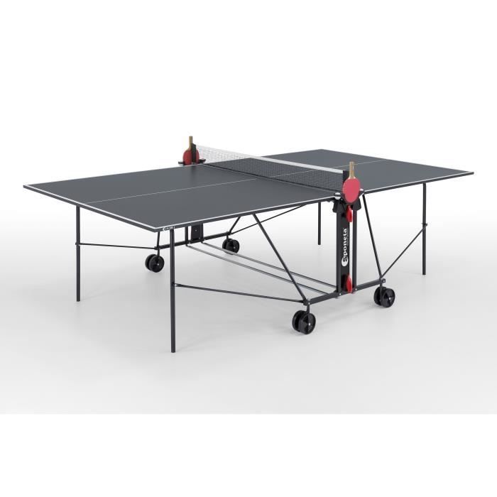 SPONETA - Tafeltennistafel - Compacte pingpongtafel - Voor binnengebruik - Grijs en zwart