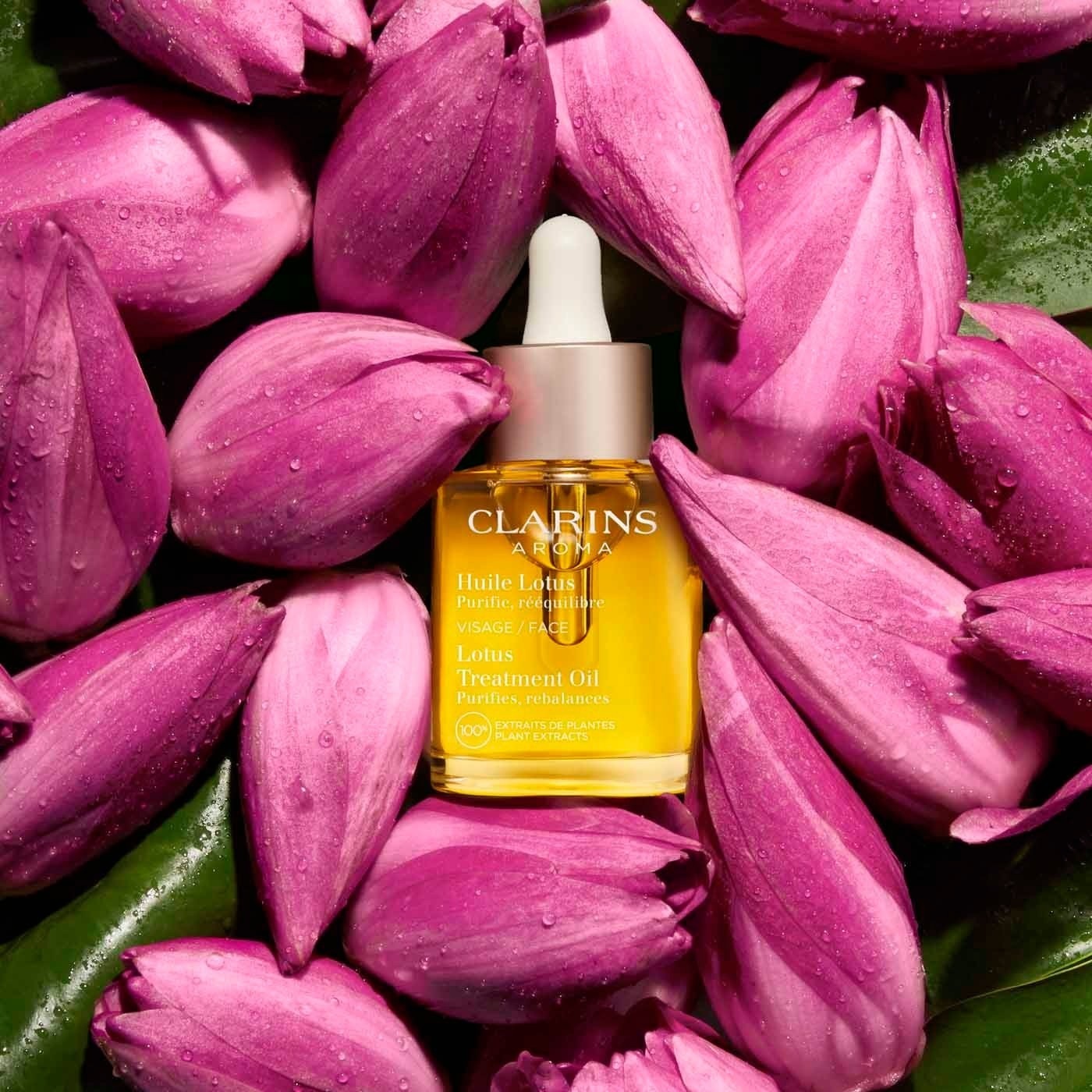 „Clarins Aromaphytocare Lotus Treatment Oil“ veido aliejus riebiai ir mišriai odai, 30 ml
