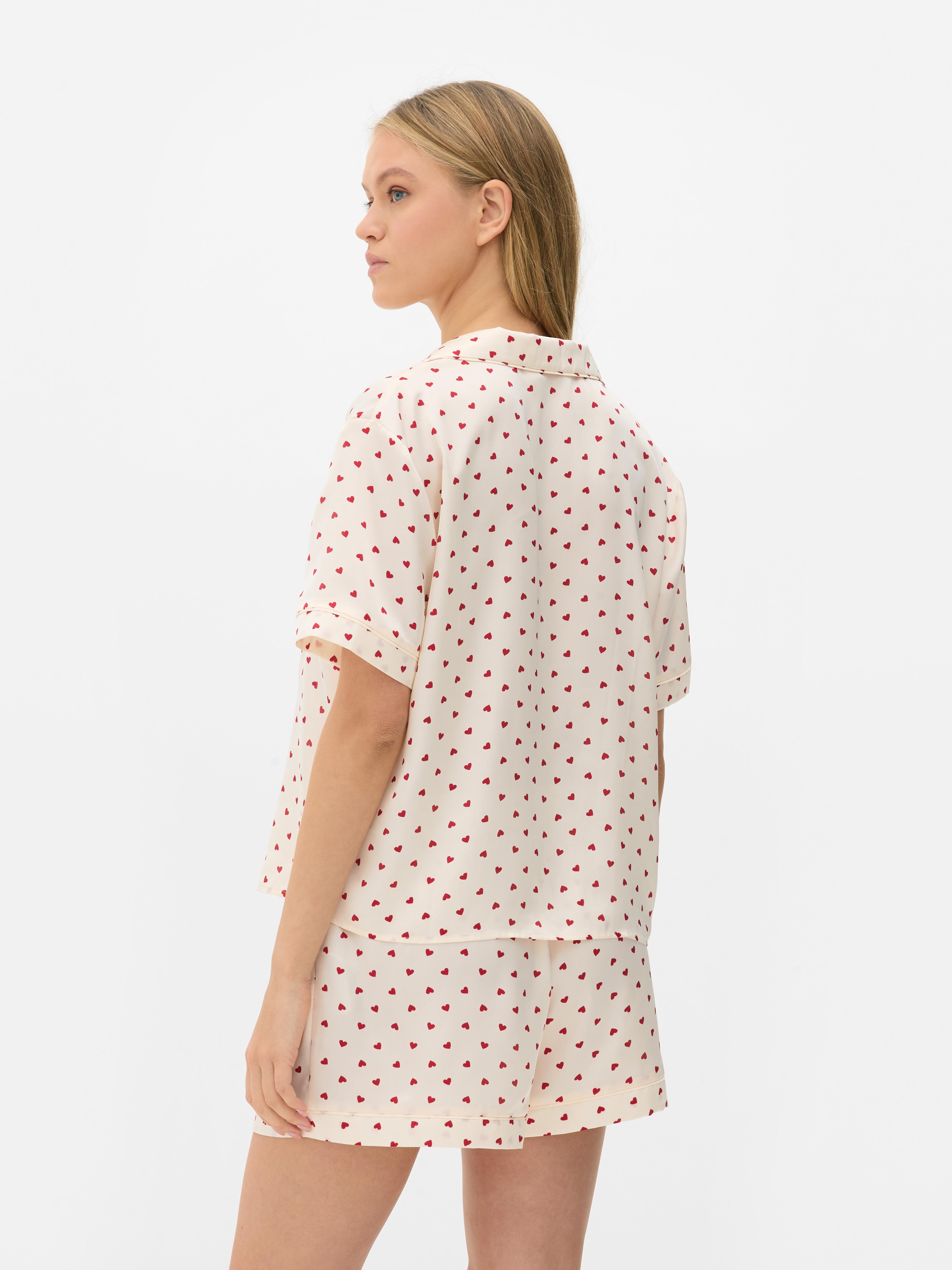 Satin pajamas with shirt and shorts Classic satin pajama shirt with short sleeves and matching shorts