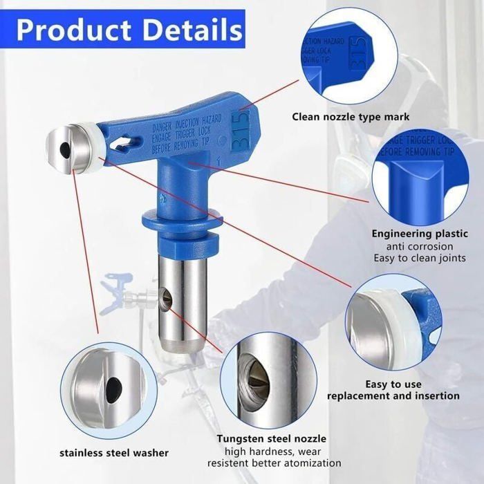6 Pièces Buse de Pulvérisation Airless, Buses de Pulvérisation Réversibles Sans Air, Buse Airless pour Pistolet à Peinture