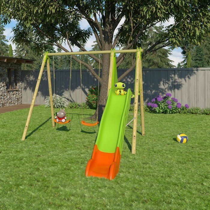 TRIGANO Techwood ARROBA Wooden Play Area with Metal Beam 2.30m - 4 Children