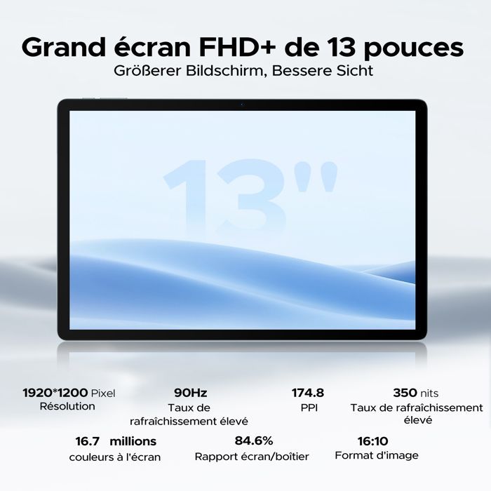Tablet DOOGEE U13 Touch, Android 16, tela IPS FHD de 13