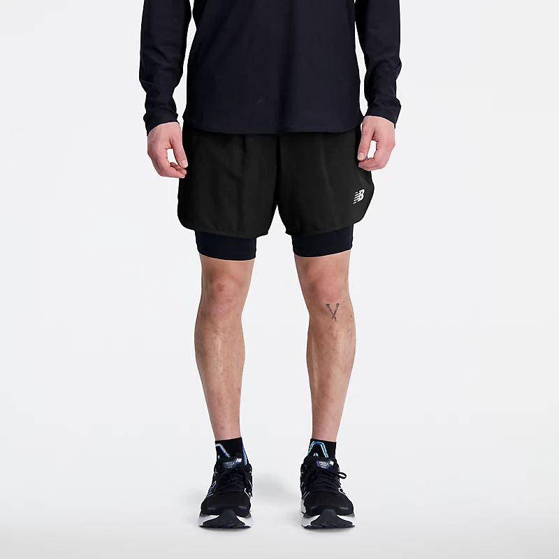 Q Speed Herren-Shorts, 6-Zoll-2-in-1-Modell – SCHWARZ