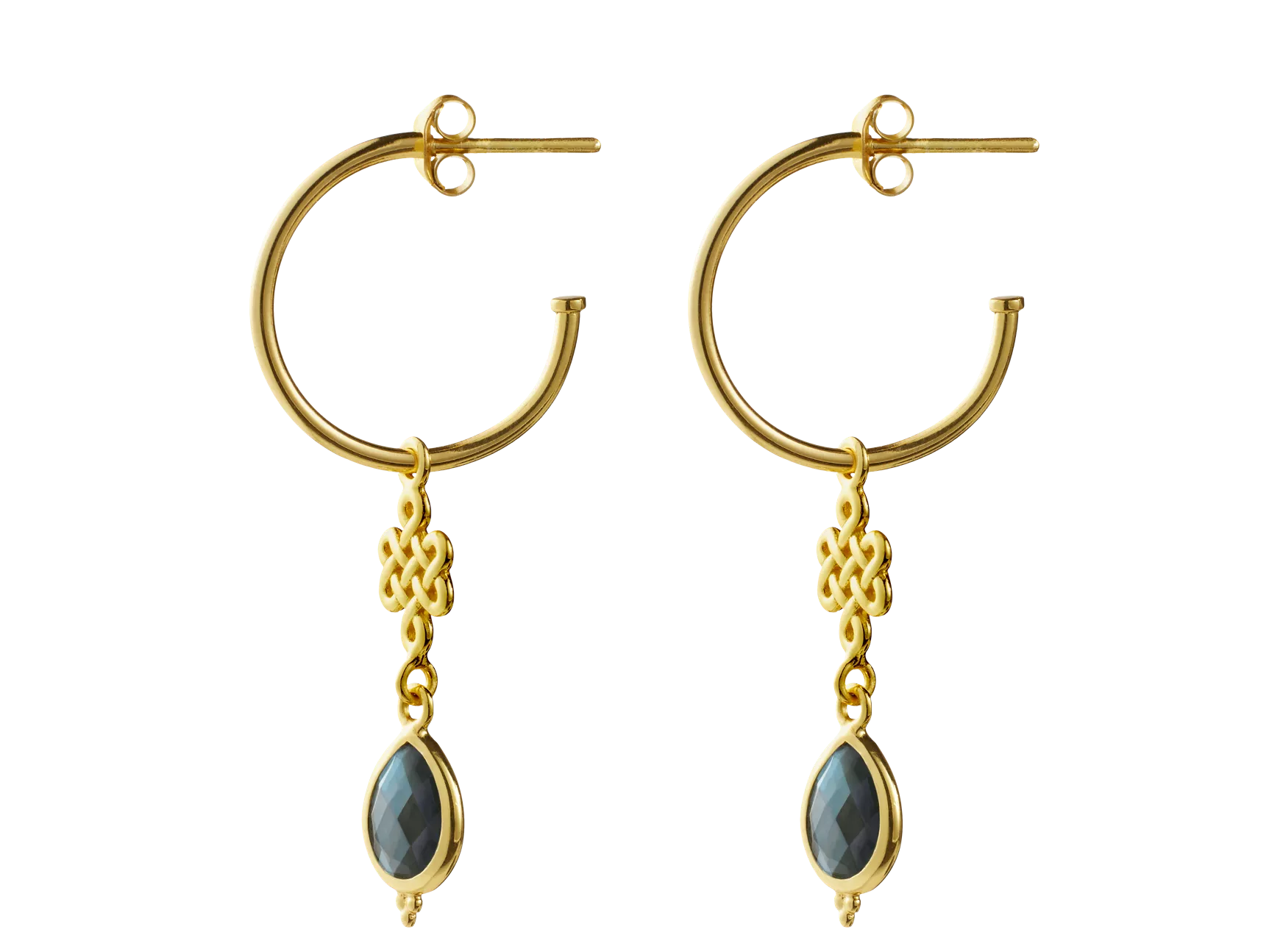 Boucles d'oreilles pendantes Infinity en labradorite plaquées or