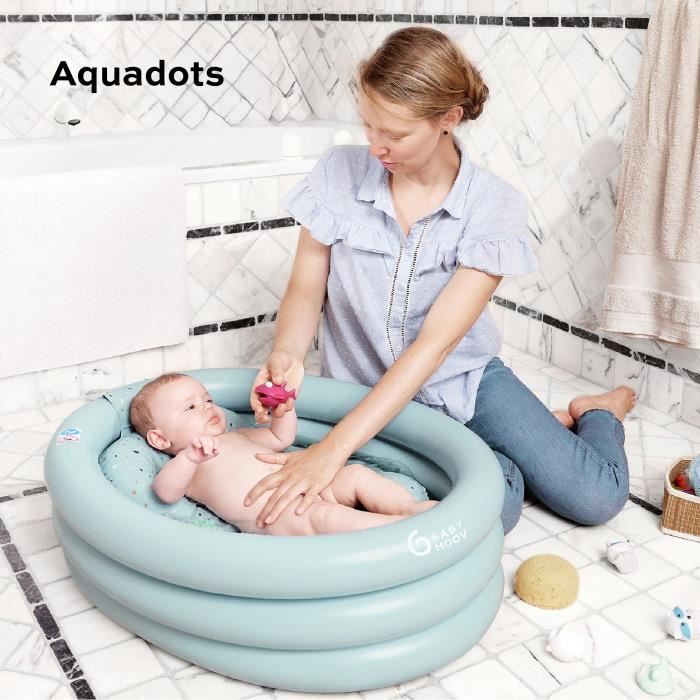 Babymoov Baignoire Gonflable de voyage, Évolutive en Piscine pour enfant, Réducteur Amovible, De 0 à 12 mois, Aqua Dots