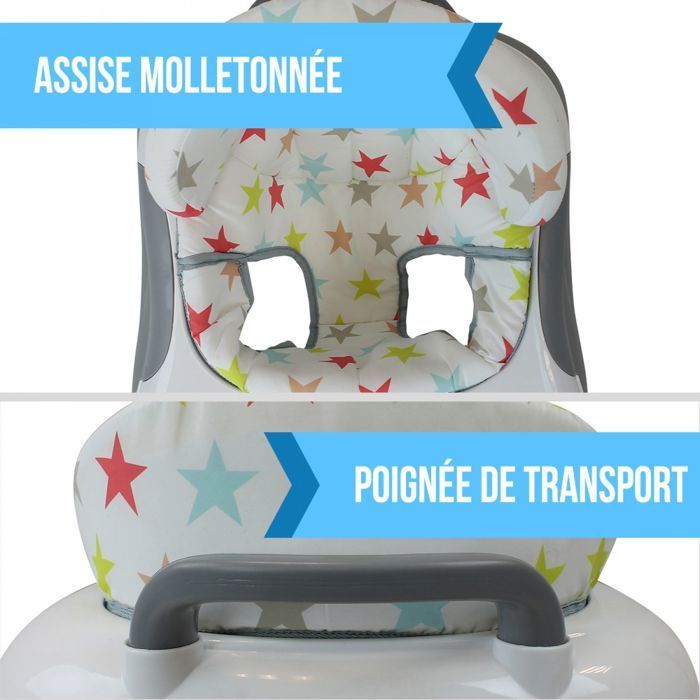 Girello musicale pieghevole regolabile in altezza per bambini - Grigio - Monsieur Bébé