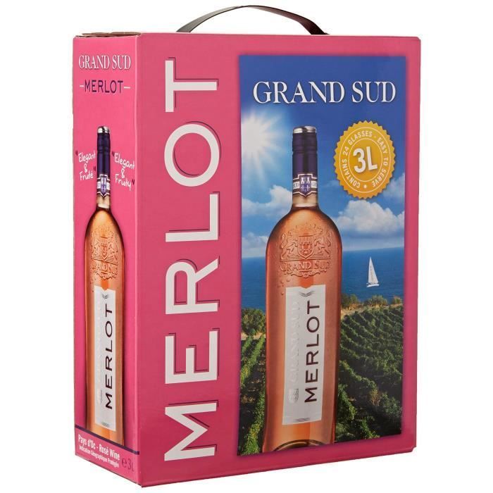 Grand Sud Merlot IGP Pays d'Oc - Vin rosé du Languedoc Roussillon - 3L