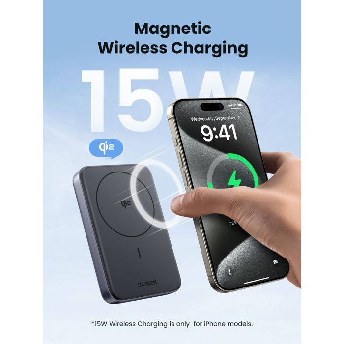 Qi-enabled power bank - UGREEN - 10,000 mAh - 30W - Black